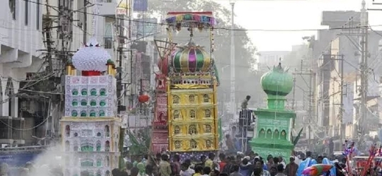 ताजिया जुलूस के साथ मनाया गया मुस्लिमों के शोक का त्योहार मुहर्रम - ताजिया शहर के कई इलाके का किया भ्रमण, सुरक्षा व्यवस्था दिखी चाक चौबंद